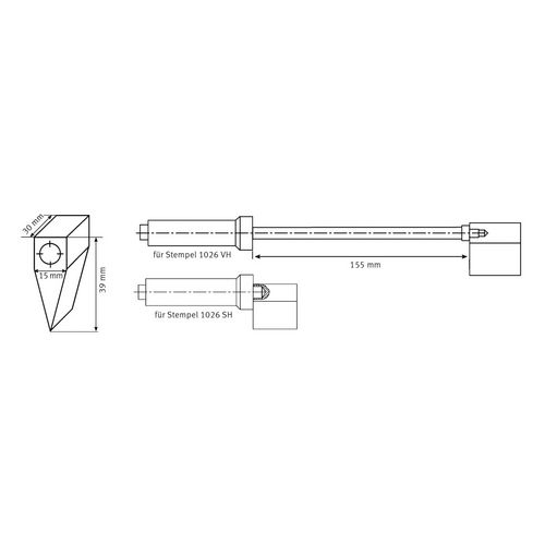 Productimage for 30 °, laterally drilled with M 10 thread for 1026 SH and 1026 VH