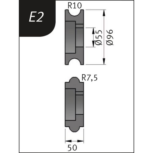 Productimage for Typ E2, Ø 96 x 55 x 50 mm, R 10 / 7.5 mm