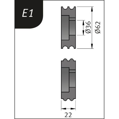 Productimage for Typ E1, Ø 62 x 26 x 22 mm