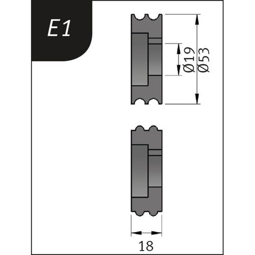Productimage for Typ E1, Ø 53 x 19 x 18 mm