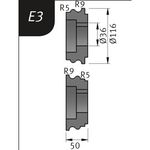 Productimage for Typ E3, Ø 116 x 36 x 50 mm, R 5+9 / 9+5 mm