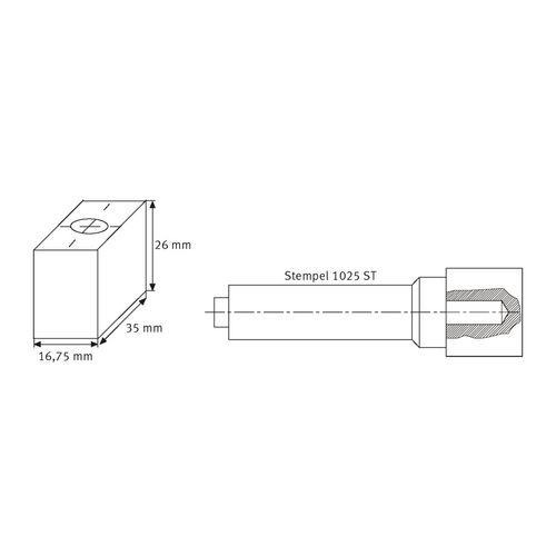 Productimage for 90 °, drilled with M 10 thread for 1025 ST stamp